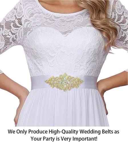 Vista 2 de ShiDianYi Vestido nupcial de la boda de la correa de la faja apliques con el cinturón de piedra AB decoración de la cintura del rhinestone nupcial