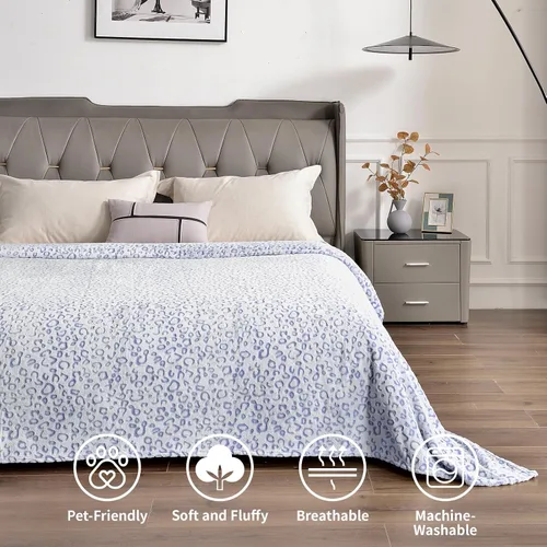Vista 4 de PLEASANT BOULEVARD Manta de Vellón con Estampado de Leopardo, Colcha de Microfibra de Felpa Premium Liviana Acogedora y Cálida para Sofá, Diván