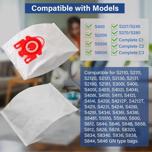 Vista 2 de Paquete de 14 bolsas de repuesto 3D Airclean para bolsas de aspiradora Miele FJM, compactas C1, Compact C2, C1 completas, S241, S290, S300i, S500