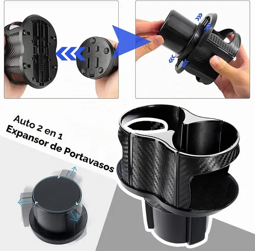 Vista 6 de Reofrey - Portavasos multifuncional 2 en 1 para automóvil, adaptador expansor con soporte doble universal, soporte ajustable, boca elástica