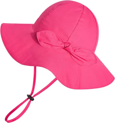 Vista 70 de Sombrero de sol para bebé niña con UPF 50+ sombrero de playa ajustable para exteriores con ala ancha