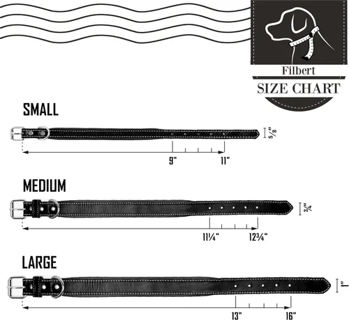 Vista 6 de Filbert Collar de cuero para perro, collar de cuero genuino para perros pequeños, acolchado de lujo, fuerte, ajustable para todas las razas, hebilla