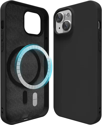 Vista 64 de oakxco Funda de silicona para iPhone 12 Pro Max, magnética, compatible con carga inalámbrica Magsafe, cubierta protectora de goma suave y delgada