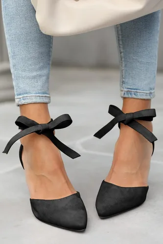 Vista 2 de Zapatos de tacón alto para mujer, con puntera puntiaguda, lazo al tobillo, clásico, para oficina, vestido especial, zapatos de fiesta