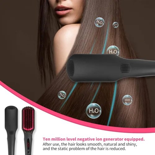 Vista 2 de Cepillo alisador de pelo de iones negativos mejorados, anti-quemaduras de pelo caliente Herramientas y electrodomésticos Peine para mujeres