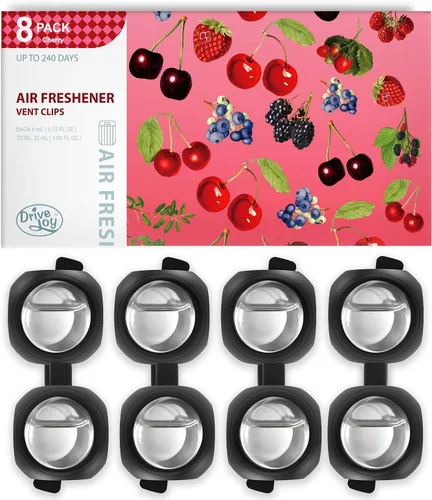Vista 9 de Clips ambientadores para ventilación de automóvil, paquete de 8, proporciona aroma duradero, hasta 240 días, eliminador de olores (manzana y canela)