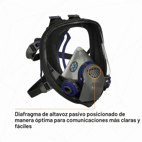 Vista 9 de Respirador reutilizable 3M Ultimate FX serie FF con máscara completa, protección respiratoria, S, Negro/Azul, 1 Arnés de seis correas, para un