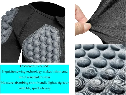 Vista 3 de Padded Compression Shirt for Kids YouthBoys Girls Padded Football Protective Shirts for Ski Paintball Baseball Rugby Hockey Soccer Skating