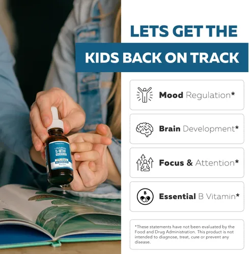 Vista 4 de Organic Kids L-metilfolato + metil B12 Cofactor - MTHFR forma sublingual - 5-MTHF, forma superior de folato - dosificación ajustable para todas