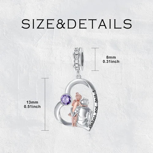 Vista 123 de PROESS Dije para padre, madre e hija, pulsera de plata de ley para pulseras, regalos de cumpleaños, día de San Valentín, para hija, madre, amante