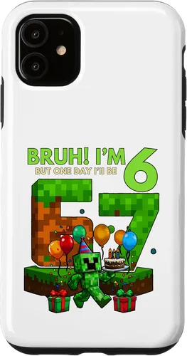 Vista 8 de Bruh I'm 6 But One-Day I'll Be 67 Retro 6th Birthday Kids Case for iPhone 17