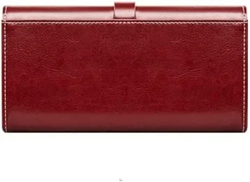 Vista 5 de Cartera para mujer, monedero de tres divisiones, cartera para mujer, tarjetero largo (color B 7.5 x 3.9 x 1.2in)