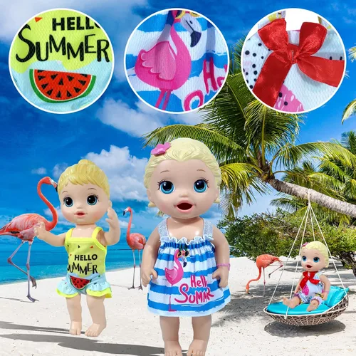 Vista 7 de WONDOLL Muñeca bebé viva de 12 pulgadas - Ropa y accesorios - 10 conjuntos de ropa para muñecas de 10-12 pulgadas, vestidos y accesorios para muñeca