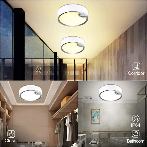 Vista 6 de Lightess Luces de techo LED con sensor de movimiento, funciona con pilas, moderna luz regulable con control remoto, para dormitorio, baño, armario