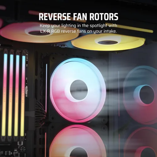 Vista 3 de CORSAIR iCUE Link LX120-R RGB Ventilador PWM invertido de 4.72 pulgadas (120 mm) – Ventilador individual – Bajo ruido, rodamiento de cúpula