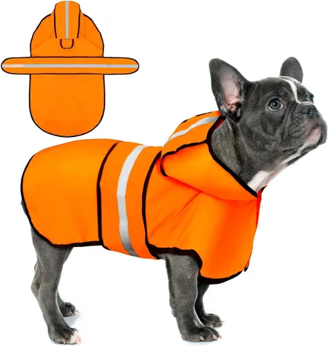 Vista 9 de Paiaite Waterproof Hooded Dog Raincoat with Reflective Strips Yellow S Amarillo