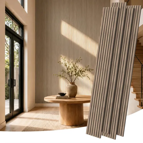 Vista 15 de RITOLLO Paneles de listones de madera para pared, 2 piezas de 94.5 x 11 pulgadas, paneles acústicos para decoración de pared interior, panel