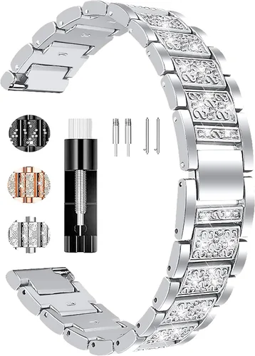Vista 10 de FitTurn Bandas brillantes de joyería para Amazfit Bip 6/Bip 5 Band para mujeres y hombres, correa de metal de repuesto para Amazfit Bip 6