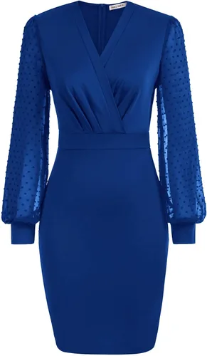 Vista 5 de GRACE KARIN - Vestidos estilo lápiz y entallados para mujer, de manga larga y cuello en V, elegantes, ideales para el trabajo, hacer negocios e ir a