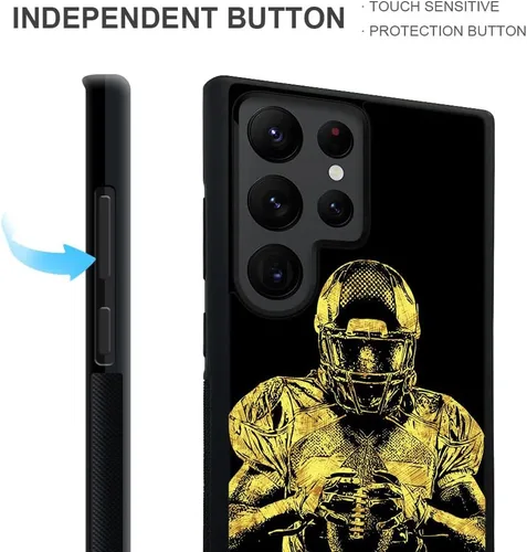 Vista 2 de Funda compatible con Samsung Galaxy S23 Ultra, fundas de teléfono de fútbol americano para hombres y mujeres, goma de silicona suave completa