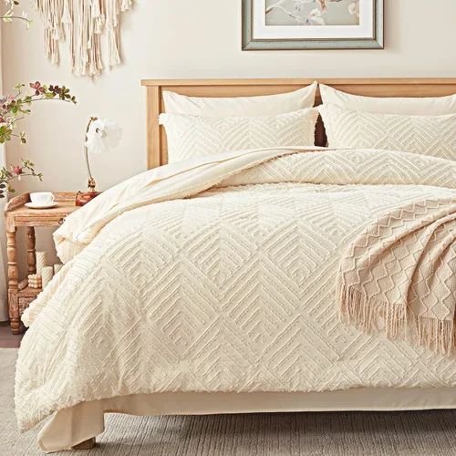 Vista 23 de Zzlpp Juego de edredón individual de 5 piezas, ropa de cama beige en una 01 - Beige