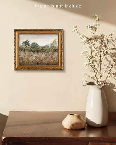 Vista 5 de Pintura vintage de paisaje de campo de flores silvestres, arte de pared de paisaje rural de granja, impresión artística de paisaje de jardín