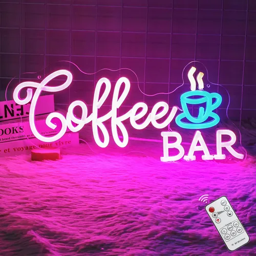 Vista 8 de Letrero de neón "But First Coffee" para decoración de pared, de 17 * 16 pulgadas, LED blanco cálido regulable con adaptador de corriente de 12V