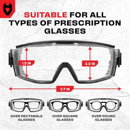 Vista 7 de NoCry Gafas de seguridad transparentes sobre anteojos — para hombres y mujeres con junta, UV380, lentes panorámicos antivaho con ventilación