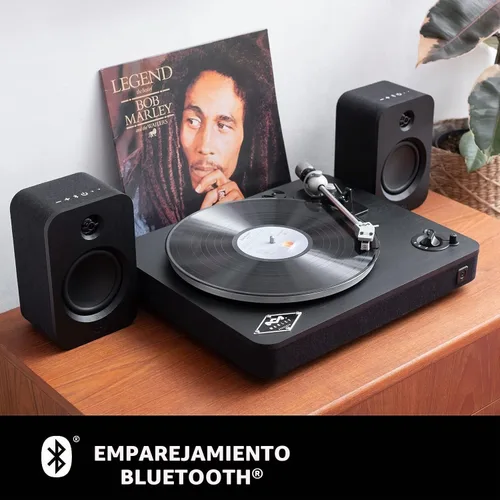 Vista 3 de House of Marley Stir It Up - Tocadiscos inalámbrico Bluetooth – Tocadiscos de bambú hecho de forma sostenible, tela de rebobinado reciclada, sonido