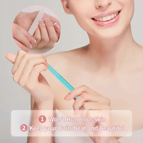 Vista 5 de Juego de 3 herramientas de cristal para quitar cutículas, lima de uñas, removedor de cutículas, juego de herramientas de cristal de doble cara