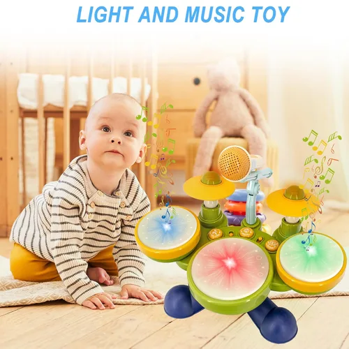 Vista 4 de Juego de batería para niños de 4 años en adelante, instrumentos musicales, juguetes para niños de 4 a 5 años, regalos de cumpleaños