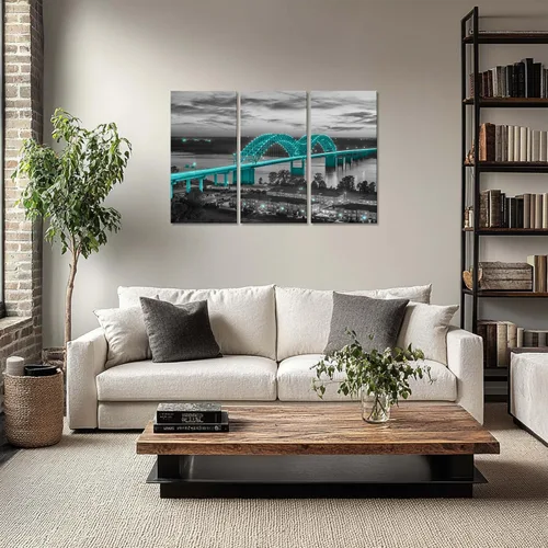 Vista 2 de Arte de pared con puente de Memphis Hernando de Soto, decoración de pared en blanco y negro, paisaje urbano de Tennessee, lienzo, impresión