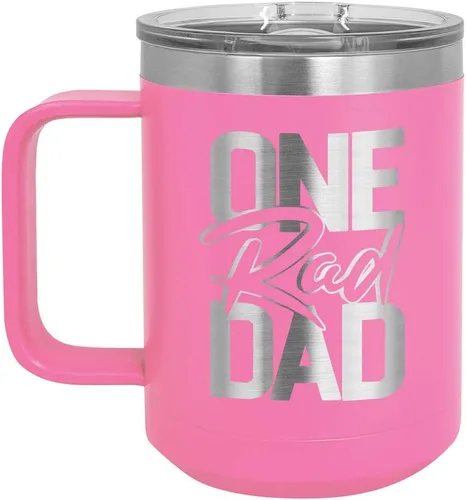 Vista 10 de ONE RAD DAD Taza de café negra de 15 oz con tapa deslizante Taza de café de viaje aislada Ideas de regalos del día del padre de hijo o hija