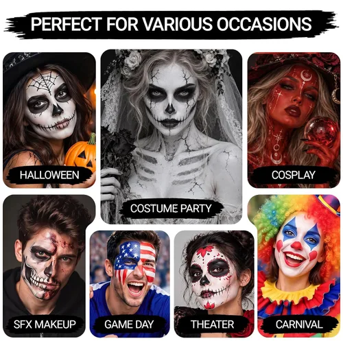 Vista 7 de White Cream Face Body Paint, 2.37oz Large Tube Clown White Makeup Blanco