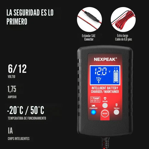 Vista 5 de Paquete de 2 cargadores de batería inteligentes totalmente automáticos de 6 V 12 V para automóvil, marina, motocicleta, cortacésped