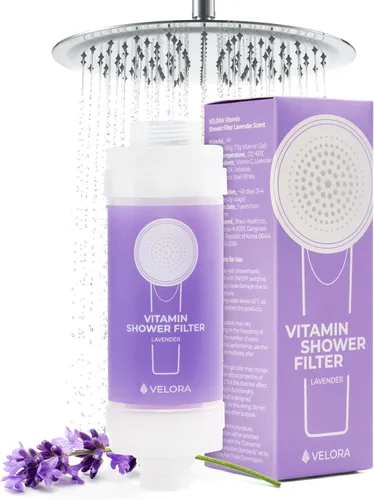 Vista 7 de VELORA Filtro de ducha con vitamina C – Filtro de agua de ducha de aromaterapia con aroma a bosque y suavizante – Accesorio universal para cabezal