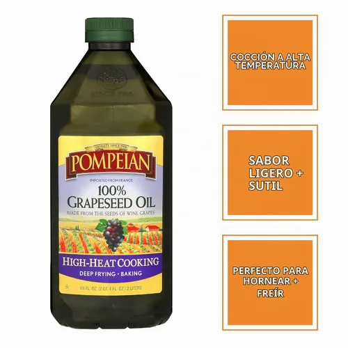Vista 6 de Pompeian 100% aceite de semilla de uva, sabor ligero y sutil, 24 onzas líquidas, paquete de 6