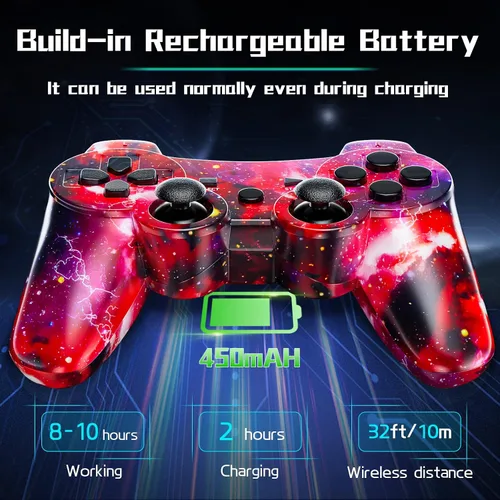 Vista 4 de Wireless Controller for PS3, Upgraded 360 Joystick, 6-Axis High Performance Motion Sense, Dual Vibration, 450mAh Battery with Charging Cable
