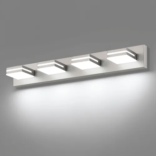 Vista 18 de SineRise - Moderna lámpara LED para tocador de baño (2 luces, 39.4 cm, regulable), iluminación de pared de baño moderna de acrílico cepillado sobre