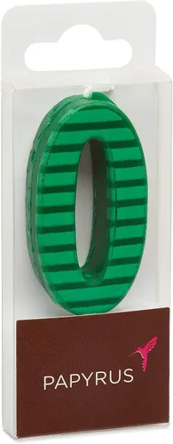 Vista 3 de Papyrus Vela de cumpleaños número 0, rayas verdes (1 unidad)