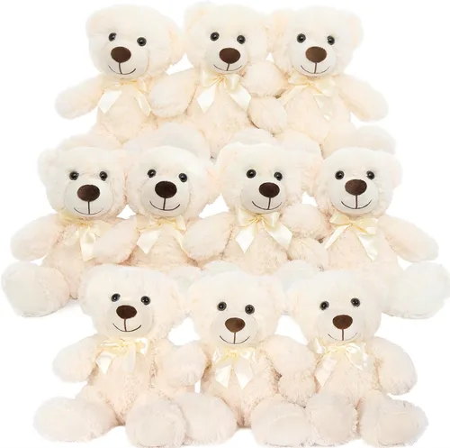 Vista 10 de MorisMos 10 Osos de Peluche a Granel para Baby Shower, Osos de Peluche Lindos de 14 Pulgadas Animales de Peluche de Felpa, Pequeños Osos de Peluche