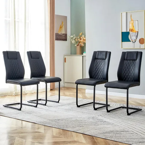 Vista 2 de gopop Juego de 4 sillas de comedor, modernas sillas de cocina y comedor con patas de metal galvanizado, sillas laterales tapizadas para comedor