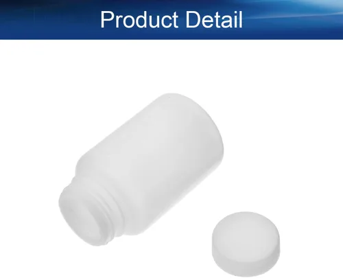 Vista 4 de Bettomshin 1 botella de plástico PE de 3.4 fl oz (grado alimenticio), botella de reactivo de laboratorio de boca ancha, recipiente de almacenamiento