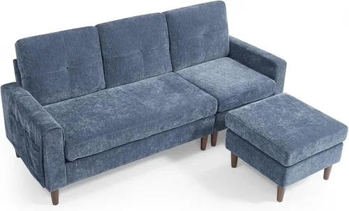 Vista 6 de Daesar Sofá modular convertible de 80 pulgadas, sofá en forma de L de 3 asientos con cojines extraíbles y bolsillo, patas de madera de goma