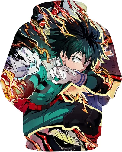 Vista 4 de Sudadera con capucha Katsuki con cordón 3D para jóvenes con capucha Izuku Midoriya para cosplay