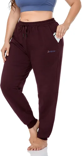 Vista 4 de ZERDOCEAN Pantalones deportivos de talla grande para mujer, pantalones deportivos ajustados para entrenamiento, yoga, descanso, con bolsillos