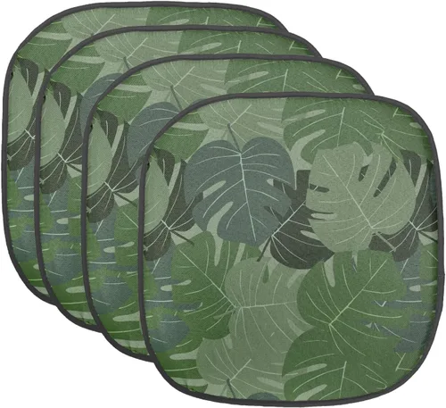 Vista 222 de Ambesonne Cojín de asiento para silla de flores, detalles florales con hojas y remolinos, estampado artístico romántico y vívido y vibrante