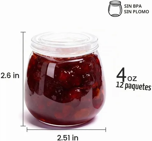 Vista 2 de Contenedores de almacenamiento de alimentos para bebés, paquete de 12 recipientes de comida para bebés con tapas, frascos de vidrio de 4 onzas