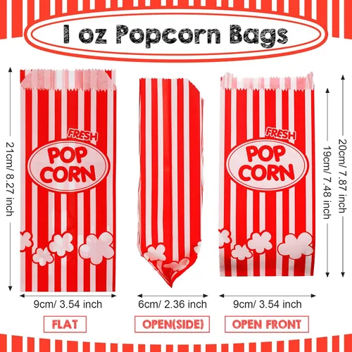 Vista 2 de Potchen 300 bolsas de palomitas de maíz, bolsas de papel a granel, bolsas de palomitas de maíz, bolsas de palomitas de maíz, contenedor desechable