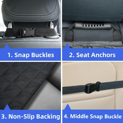 Vista 7 de PETICON - Paquete de 2 fundas para asiento delantero de automóvil para mascotas, funda de asiento de silla capitán Waterproof Pet Seat Protector